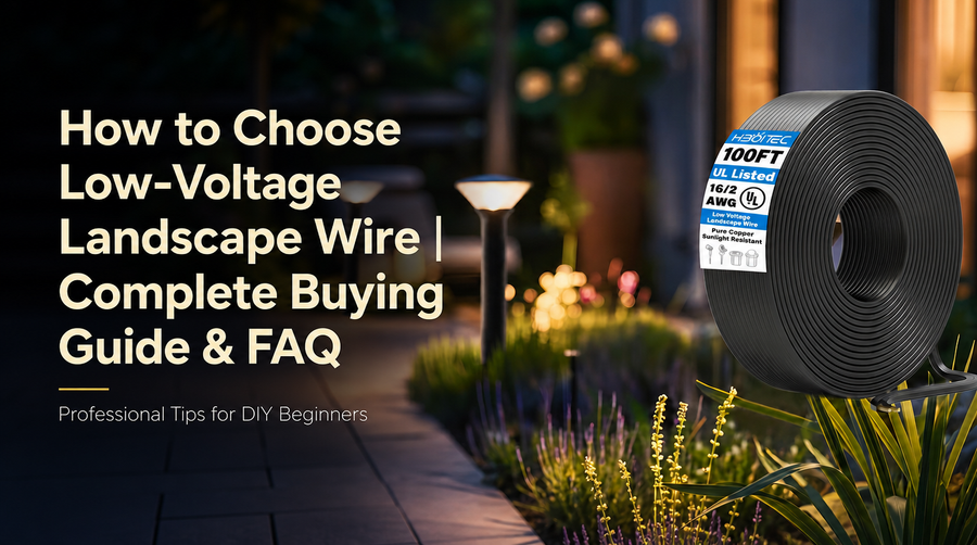Low voltage landscape lighting wire — 12, 14 and 16 gauge direct burial cable side by side