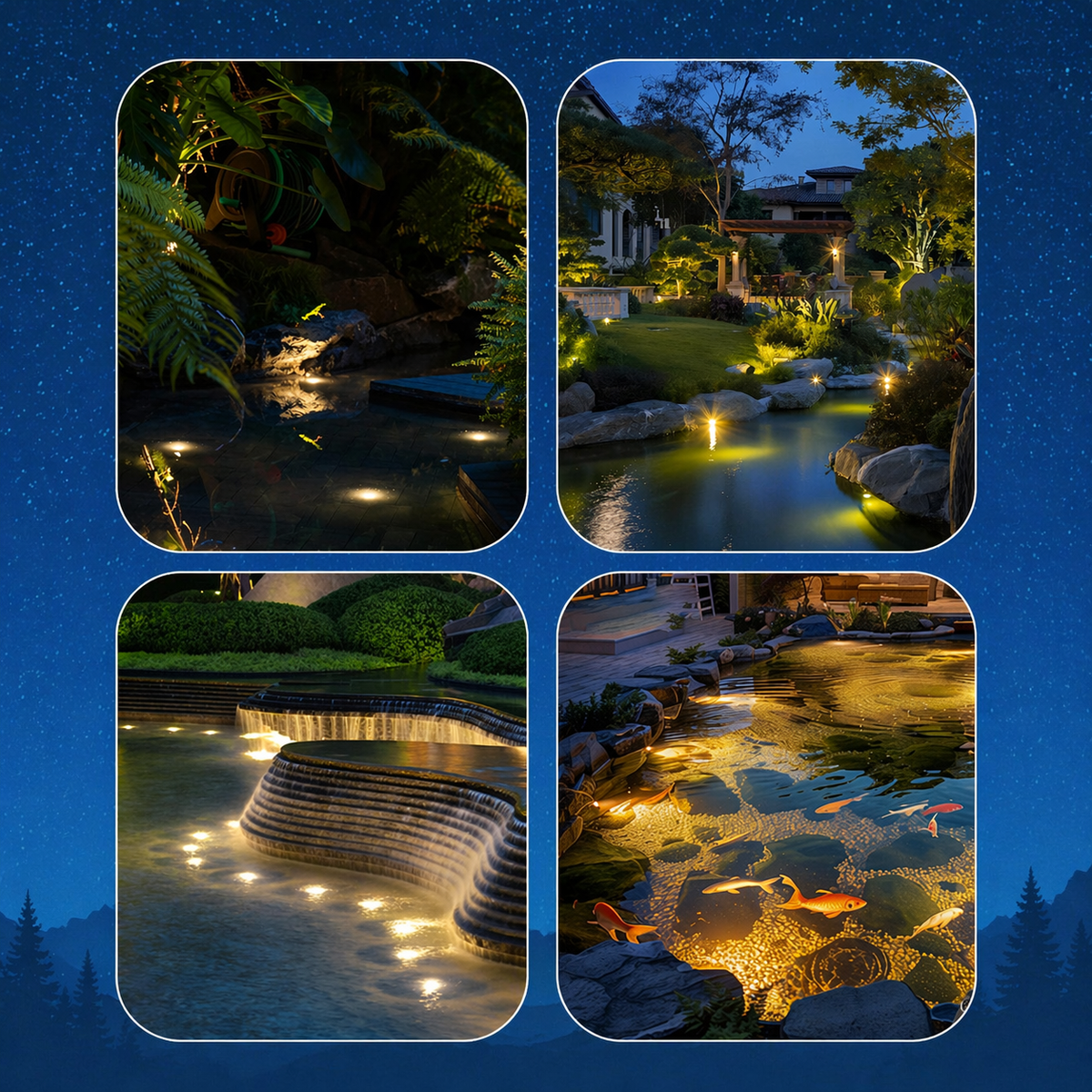 HIBOITEC Lampes de bassin 3W LED IP68 Étanche Lumières sous-marines avec Cordon UL Blanc chaud 2700K Éclairage paysager basse tension pour fontaine de jardin piscine Compatible 12-24V AC/DC Couleur : Chaud