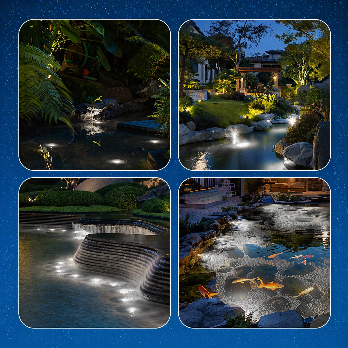 HIBOITEC Lampes de bassin 3W LED IP68 Étanche Lumières sous-marines avec Cordon UL Blanc chaud 2700K Éclairage paysager basse tension pour fontaine de jardin piscine Compatible 12-24V AC/DC Couleur : Chaud