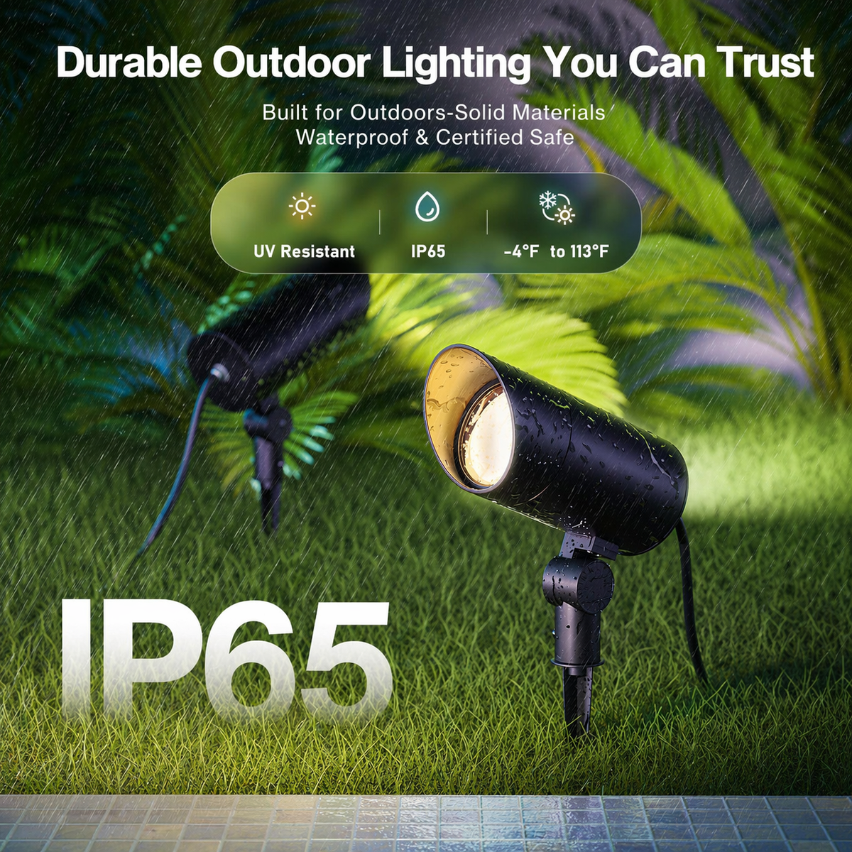 HIBOITEC 1er-Pack 30W LED Außenstrahler 120V mit Stecker, Fahnenmastleuchte 3000LM 3000K Warmweiß Wasserdichter Landschaftsstrahler für Hof Garten Baum Statue, 1,8 m Kabel mit Stecker, Warmweiß