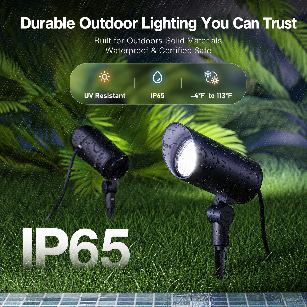 HIBOITEC 1er-Pack 30W LED Außenstrahler 120V mit Stecker, Fahnenmastleuchte 3000LM 3000K Warmweiß Wasserdichter Landschaftsstrahler für Hof Garten Baum Statue, 1,8 m Kabel mit Stecker, Warmweiß