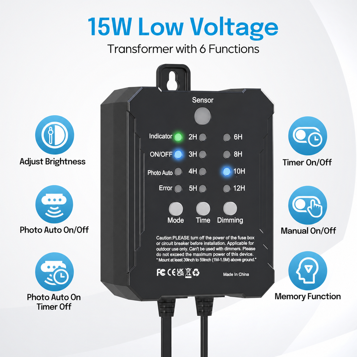 HIBOITEC Niedervolt-Deckleuchten Einbauset mit Transformator, dimmbar, Timer und Fotozellen-Sensor, LED-Terrassenbeleuchtung für den Außenbereich, IP67 wasserdicht, 4000K für Treppenstufen, Garten, Hof, Farbe: Weiß