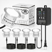HIBOITEC Niedervolt-Deckleuchten Einbauset mit Transformator, dimmbar, Timer und Fotozellen-Sensor, LED-Terrassenbeleuchtung für den Außenbereich, IP67 wasserdicht, 4000K für Treppenstufen, Garten, Hof, Farbe: Weiß