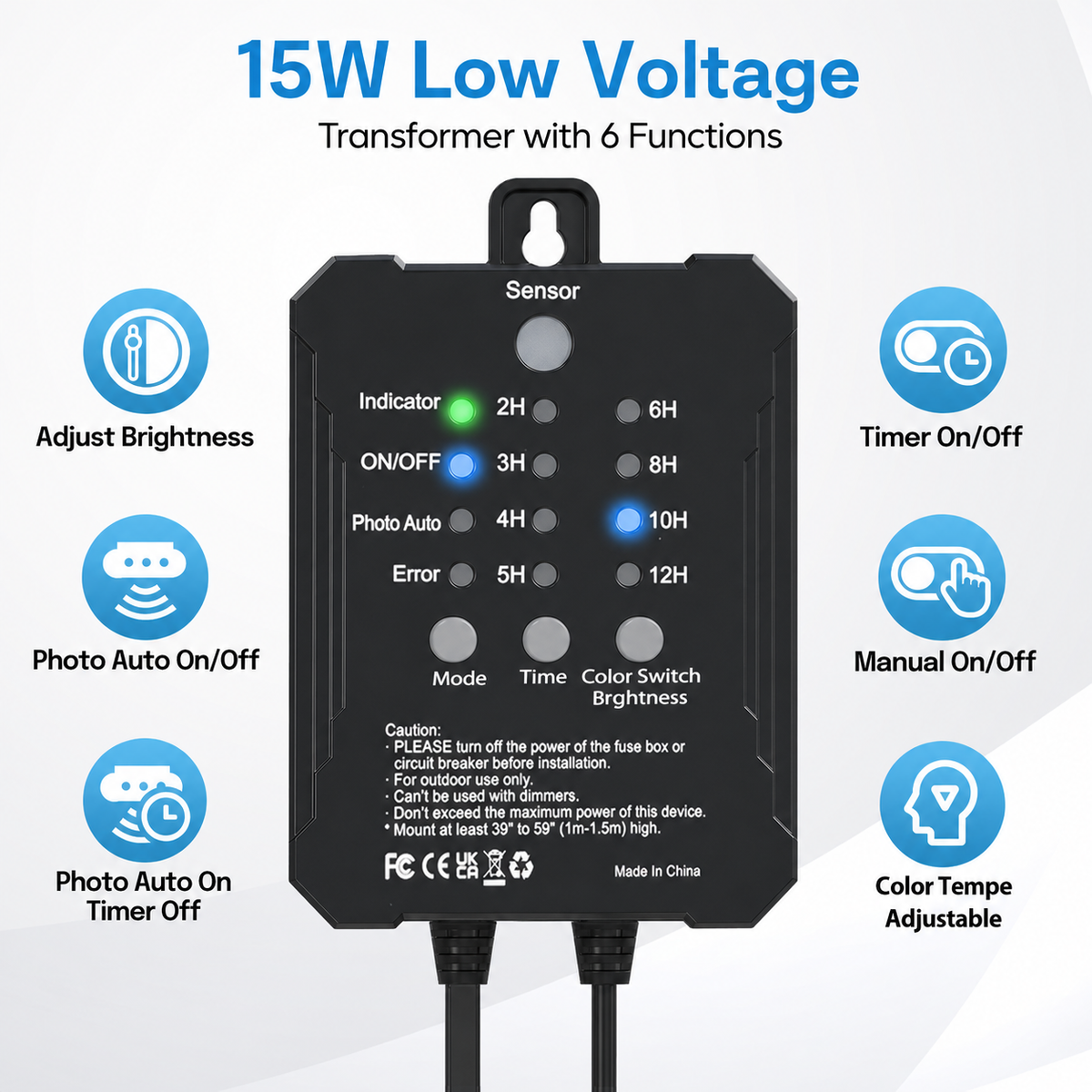 HIBOITEC Niederspannungs-Einbauleuchten-Set für Terrassen 3CCT 2700K-5000K mit Transformator Dimmbarer Timer und Fotozellensensor Außen-LED-Terrassenbeleuchtung IP67 Wasserdicht für Treppenstufen und Garten Farbe: Warm oder Weiß