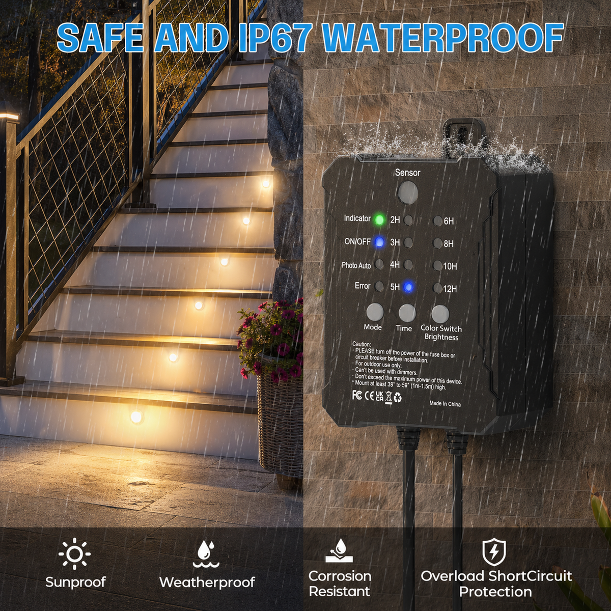 HIBOITEC Niederspannungs-Einbauleuchten-Set für Terrassen 3CCT 2700K-5000K mit Transformator Dimmbarer Timer und Fotozellensensor Außen-LED-Terrassenbeleuchtung IP67 Wasserdicht für Treppenstufen und Garten Farbe: Warm oder Weiß