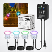 HIBOITEC RGB Deckbeleuchtungs-Set mit Niedervolt-Transformator, Timer und Fotozellensensor, Outdoor IP67 Wasserdicht für Garten, Hof, Treppe, Terrasse, Farbe: Mehrfarbig