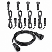 HIBOITEC 5er-Pack Verlängerungskabel, 3-polig, 1 m (3,28 Fuß) pro Packung, mit Stecker- und Buchsenanschlüssen für HIBOITEC warmweiße und RGB-Mehrfarbige LED-Terrassenleuchten, UL-zertifiziert, IP67 wasserdicht