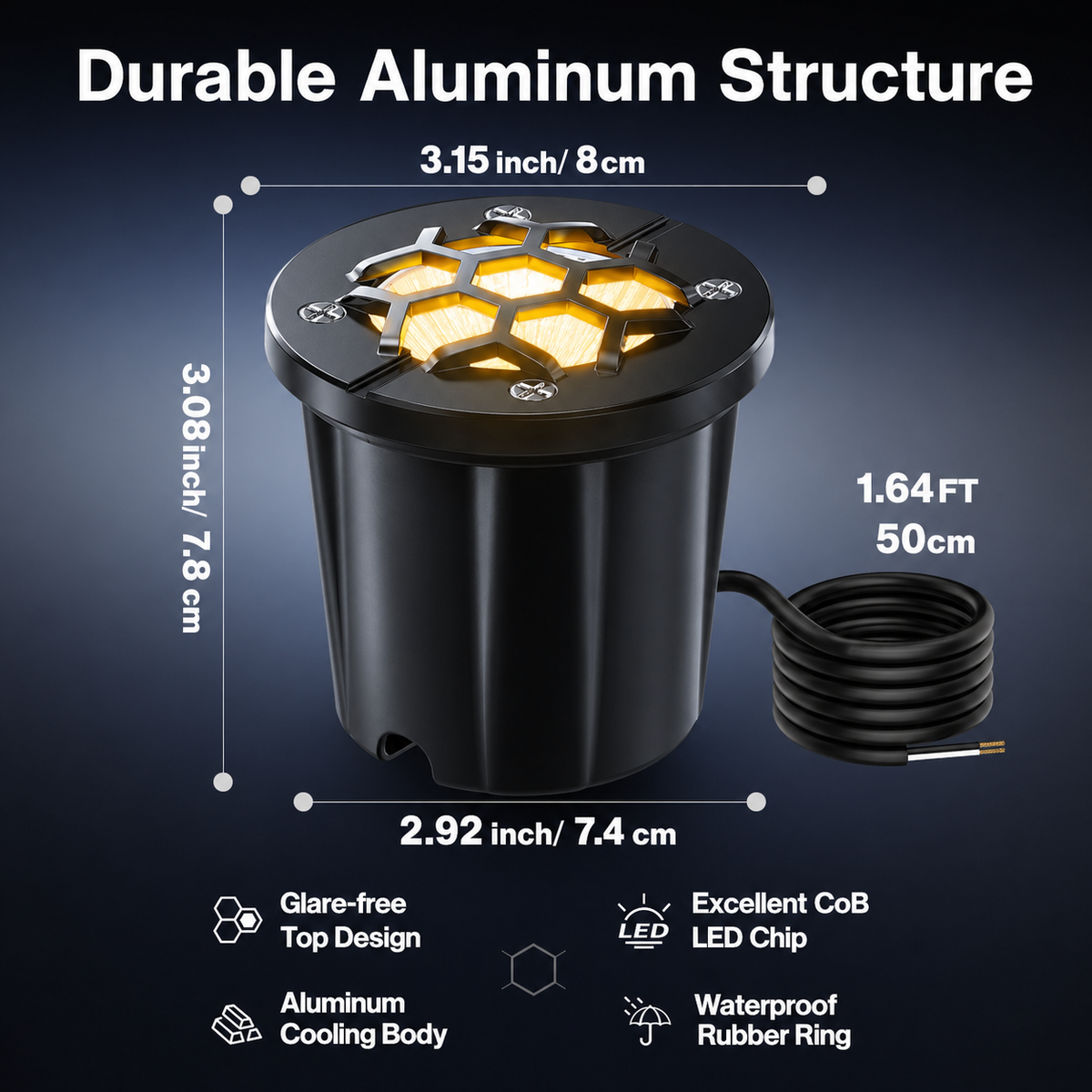 12W Low Voltage In-Ground Landscape Lights, IP67 Waterproof