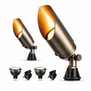 12V Brass LED Landscape Spotlight, 5W 2700K Garden Uplight