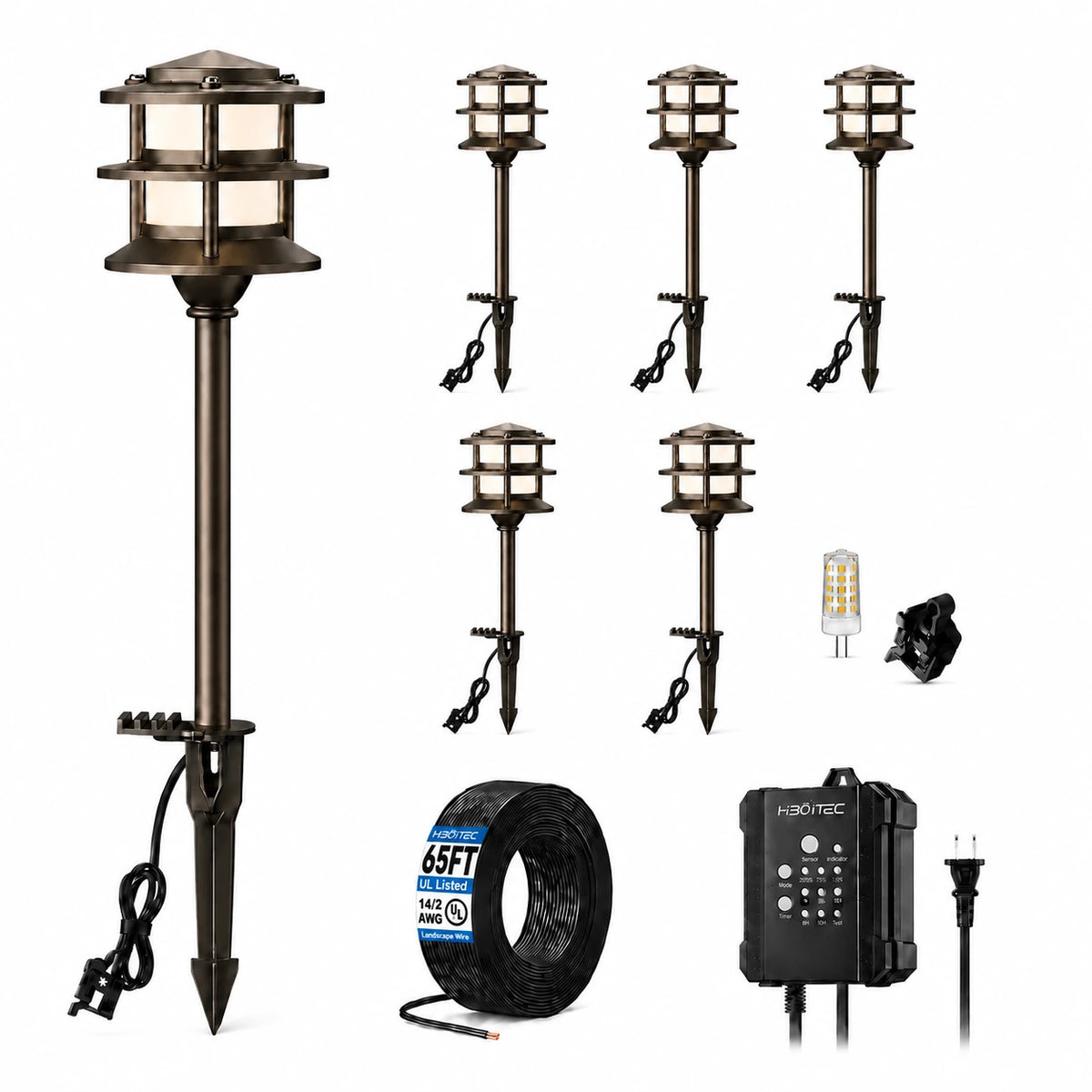 Low Voltage Pathway Lighting Kit with Replaceable G4 Bulbs