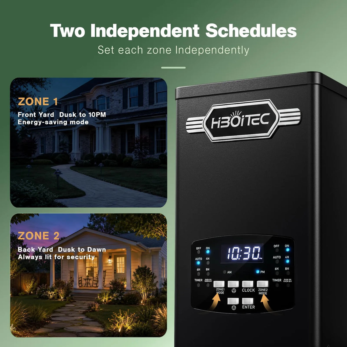 200W/300W/600W 2-Zone Low Voltage Landscape Transformer with Timer