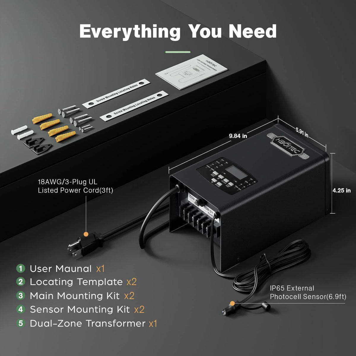 200W/300W/600W 2-Zone Low Voltage Landscape Transformer with Timer