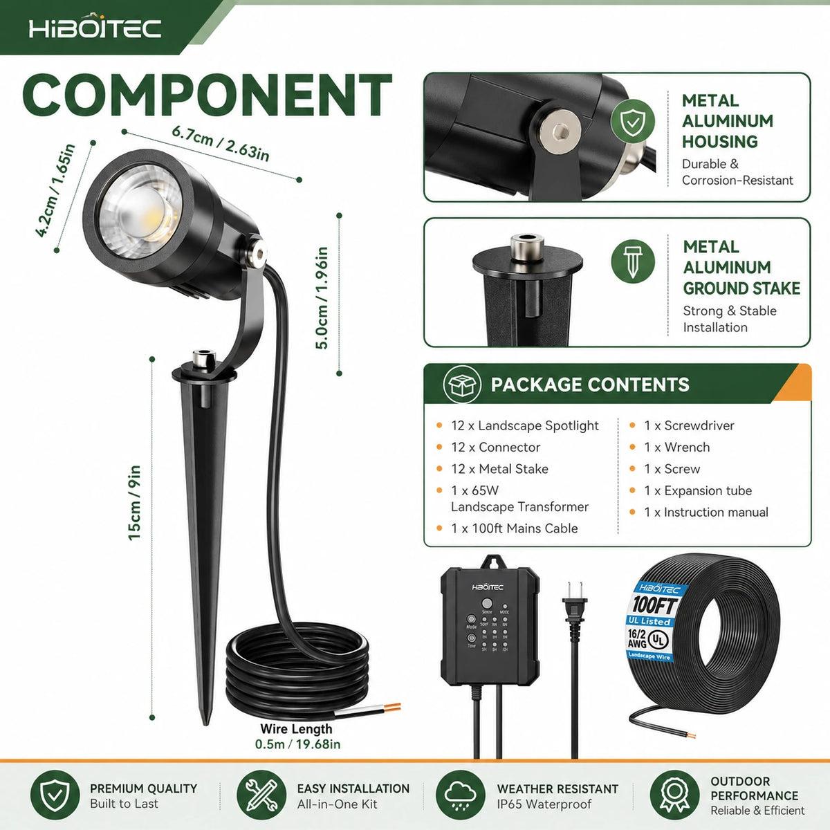 5W Low Voltage Landscape Lighting Kit with Transformer