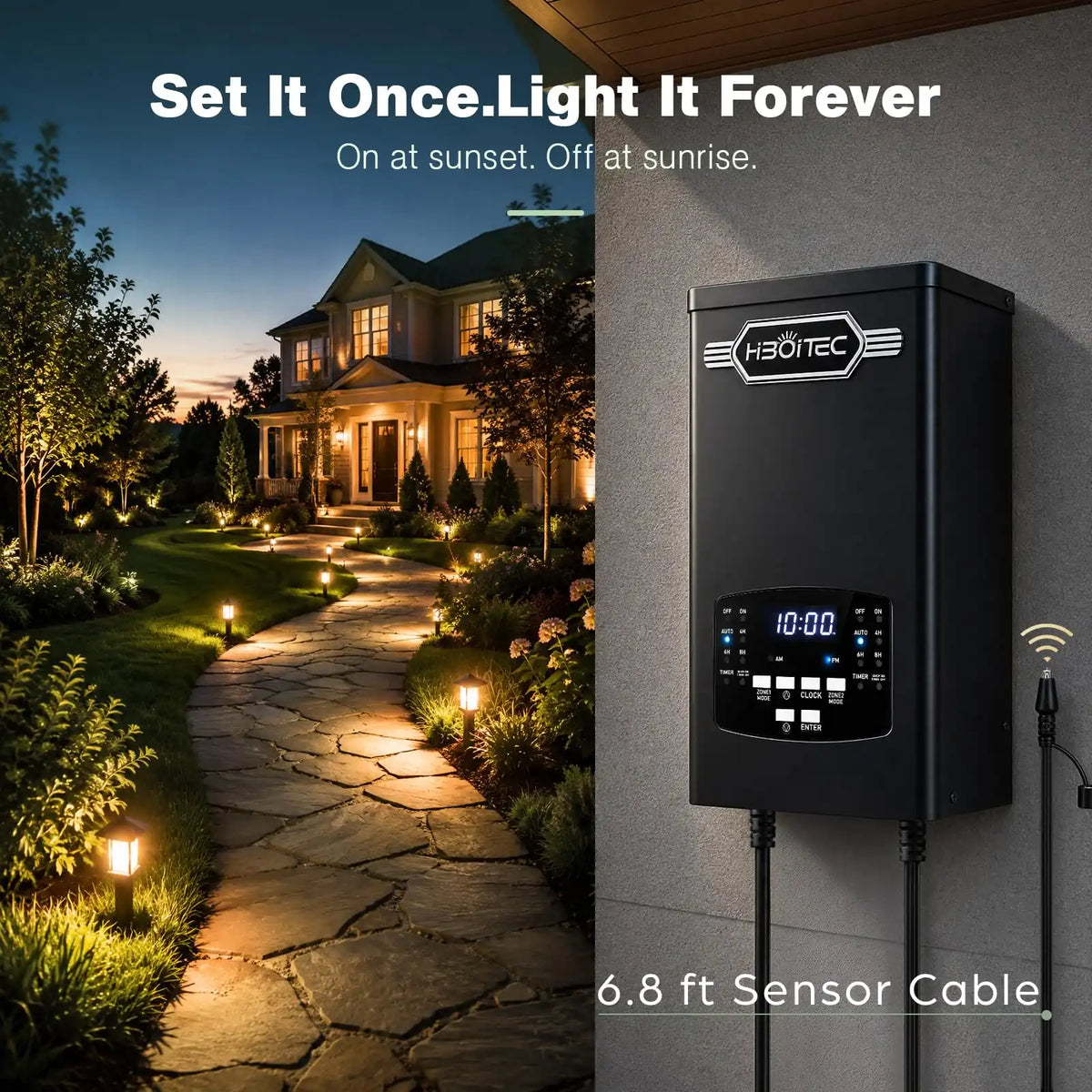 200W/300W/600W 2-Zone Low Voltage Landscape Transformer with Timer