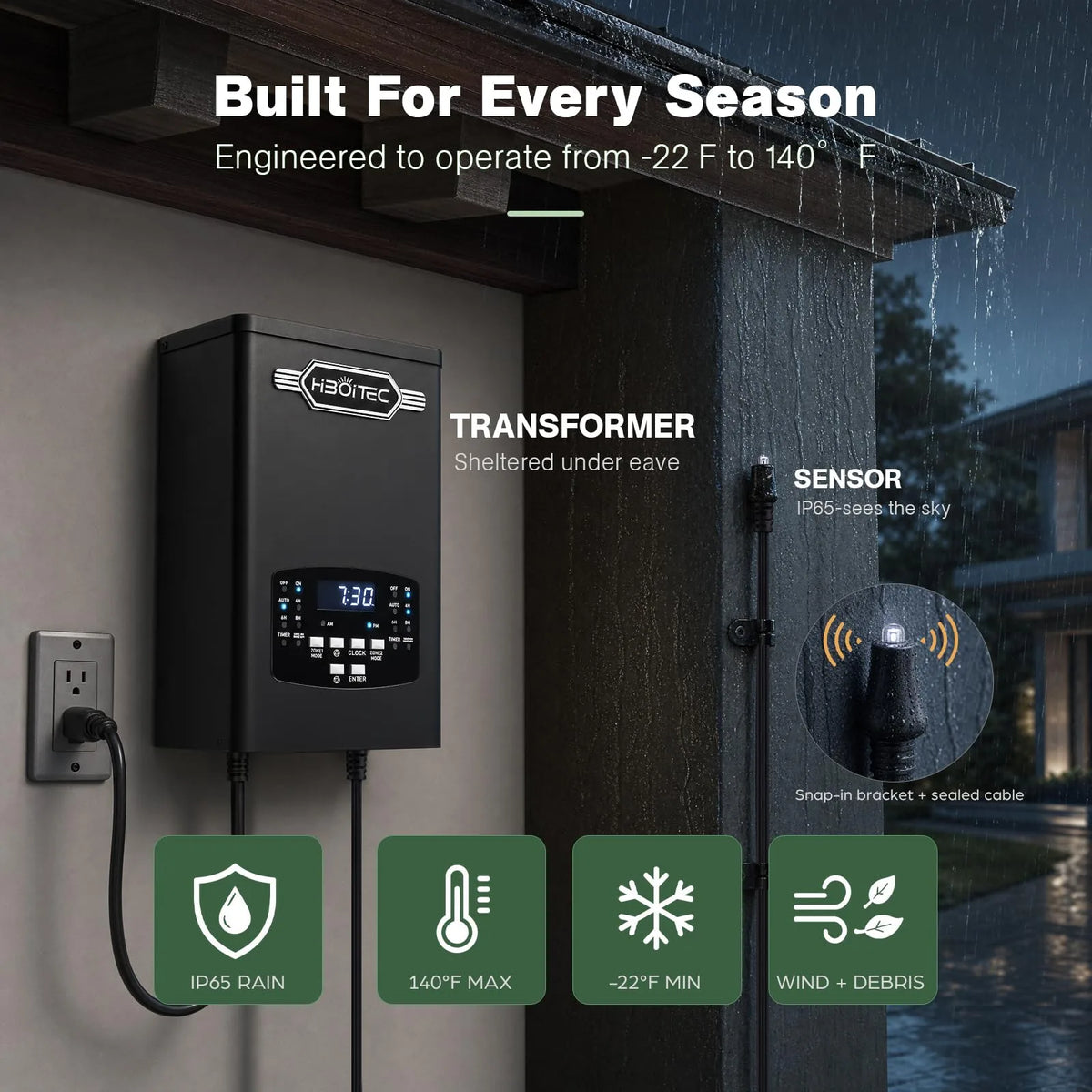 200W/300W/600W 2-Zone Low Voltage Landscape Transformer with Timer