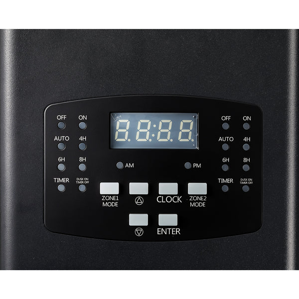 HIBOITEC 2-zone transformer control panel with separate Zone 1 and Zone 2 mode buttons