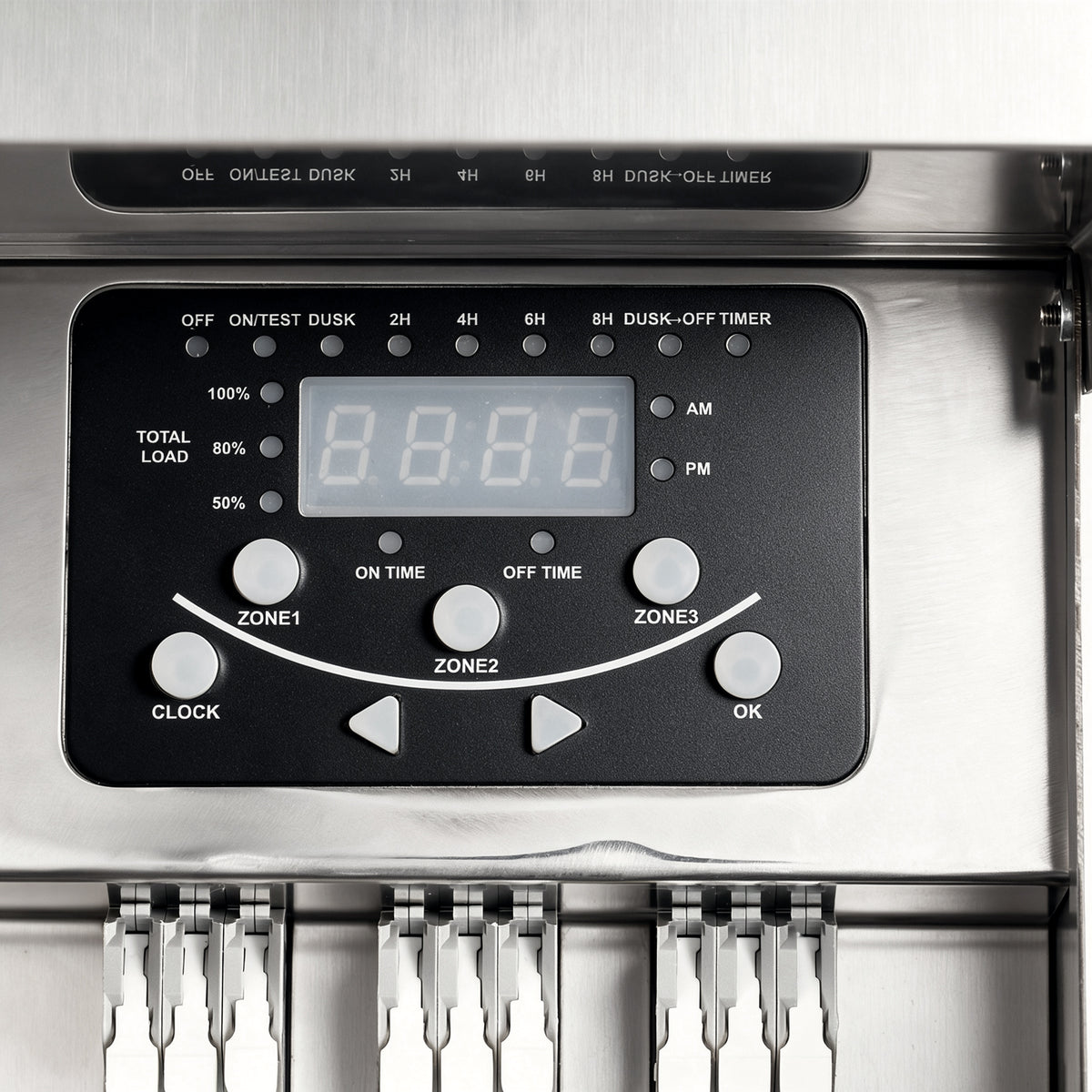 HIBOITEC 3-zone transformer control panel with Zone 1, Zone 2 and Zone 3 buttons and total-load indicators