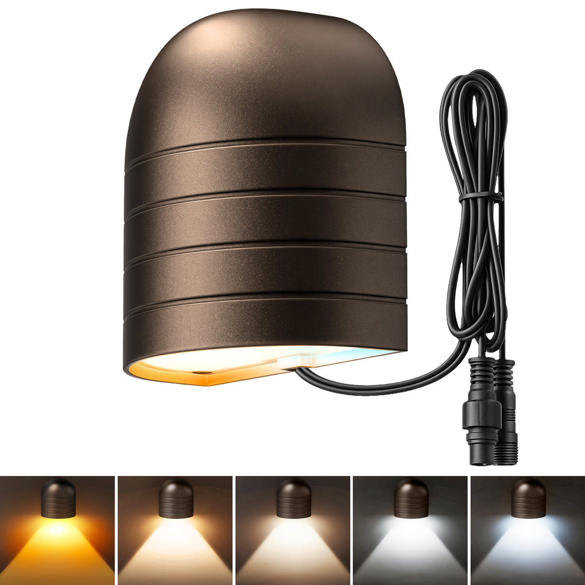 HIBOITEC cylinder rail light, one light, bronze finish with five selectable color temperatures; power supply sold in kits.