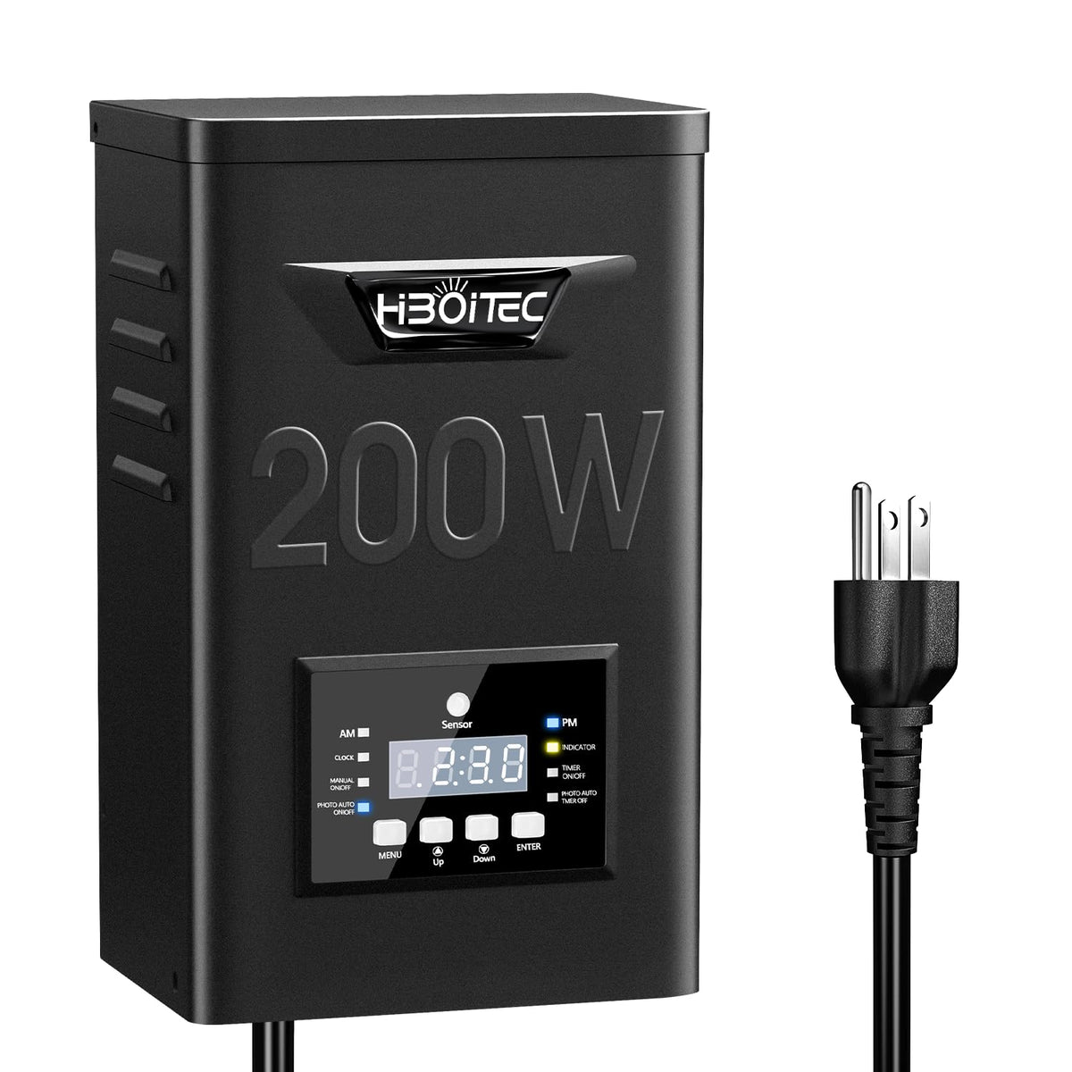 HIBOITEC 500W Niederspannungs-Landschaftstransformator, Außenbeleuchtungs-Transformator mit Fotozellsensor und Timer, 120V AC auf 12V/15V AC Wetterfeste Transformatoren für Landschaftsbeleuchtung Wegeleuchten