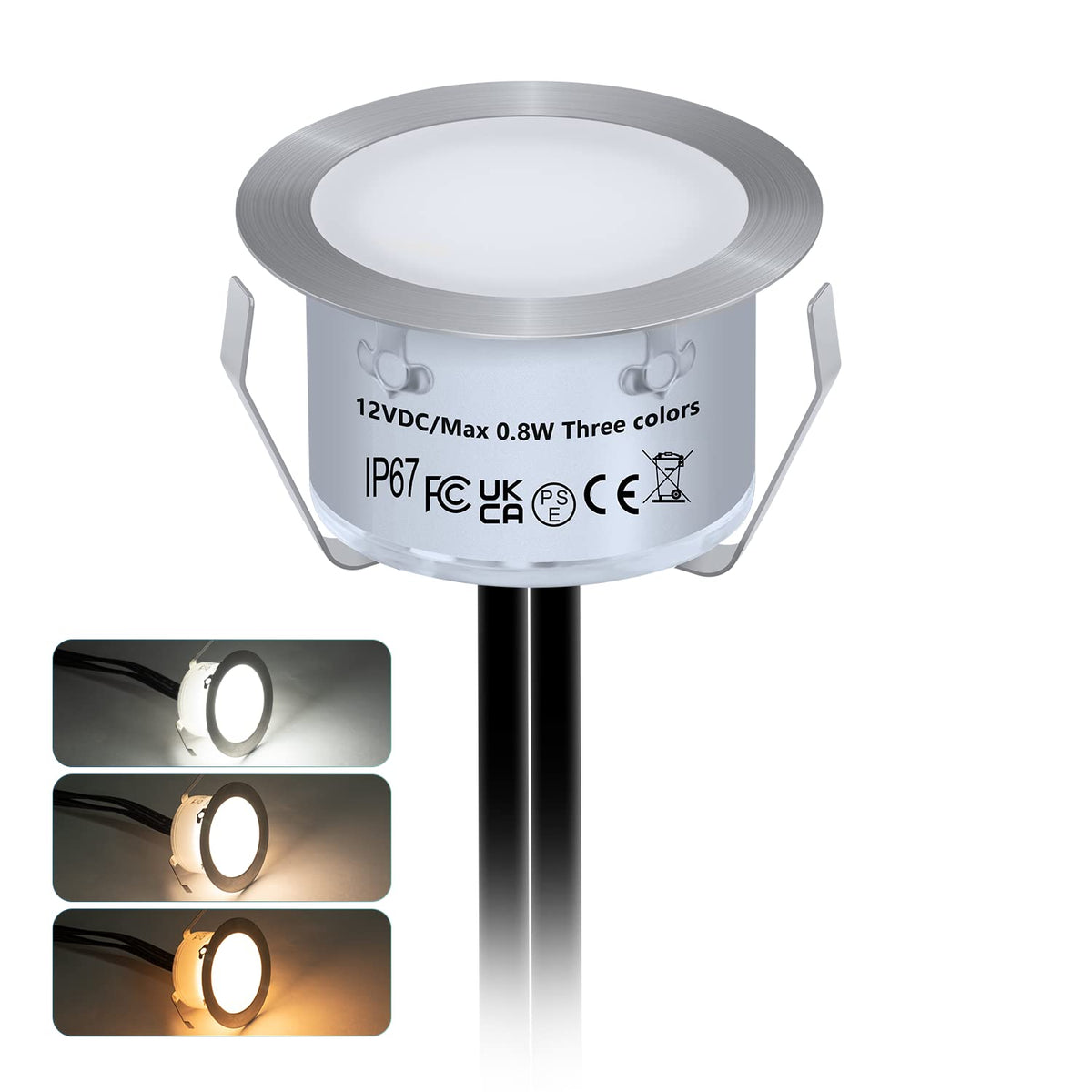 HIBOITEC Kits de spots LED encastrables avec télécommande φ42mm, pack de 10 lumières de terrasse étanches IP67, éclairage LED extérieur basse tension 12V pour jardin, patio, escalier Couleur : Blanc chaud