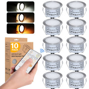 HIBOITEC Kits de spots LED encastrables avec télécommande φ42mm, pack de 10 lumières de terrasse étanches IP67, éclairage LED extérieur basse tension 12V pour jardin, patio, escalier Couleur : Blanc chaud