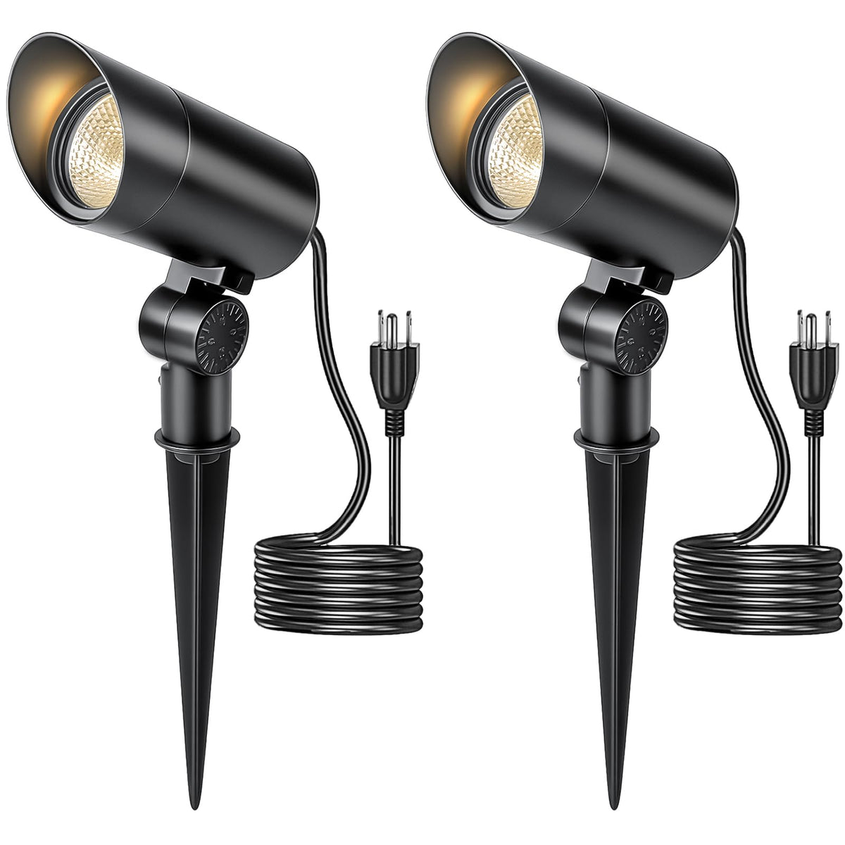 HIBOITEC 1er-Pack 30W LED Außenstrahler 120V mit Stecker, Fahnenmastleuchte 3000LM 3000K Warmweiß Wasserdichter Landschaftsstrahler für Hof Garten Baum Statue, 1,8 m Kabel mit Stecker, Warmweiß