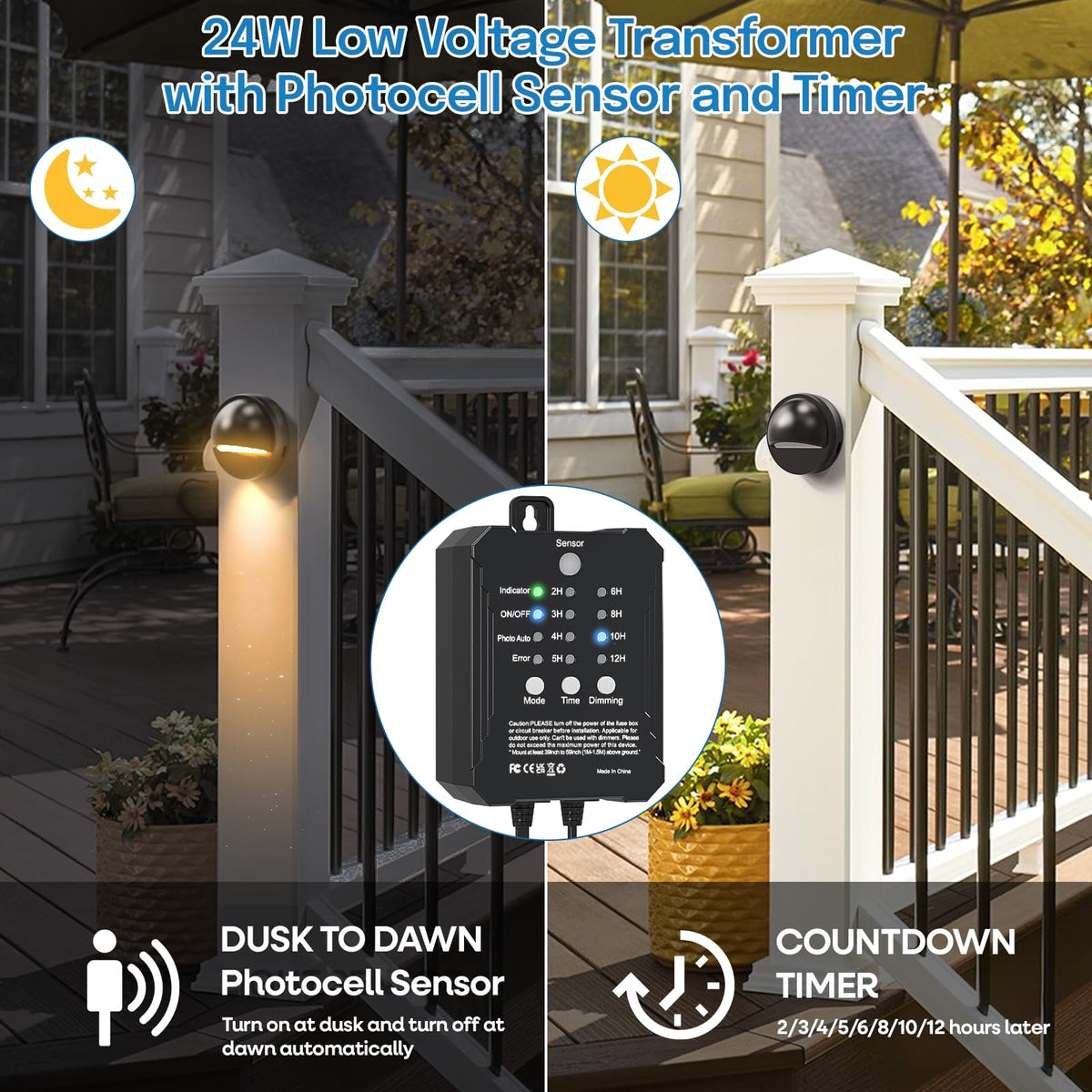 Low Voltage Deck Lights Kit with Transformer, IP67 Waterproof
