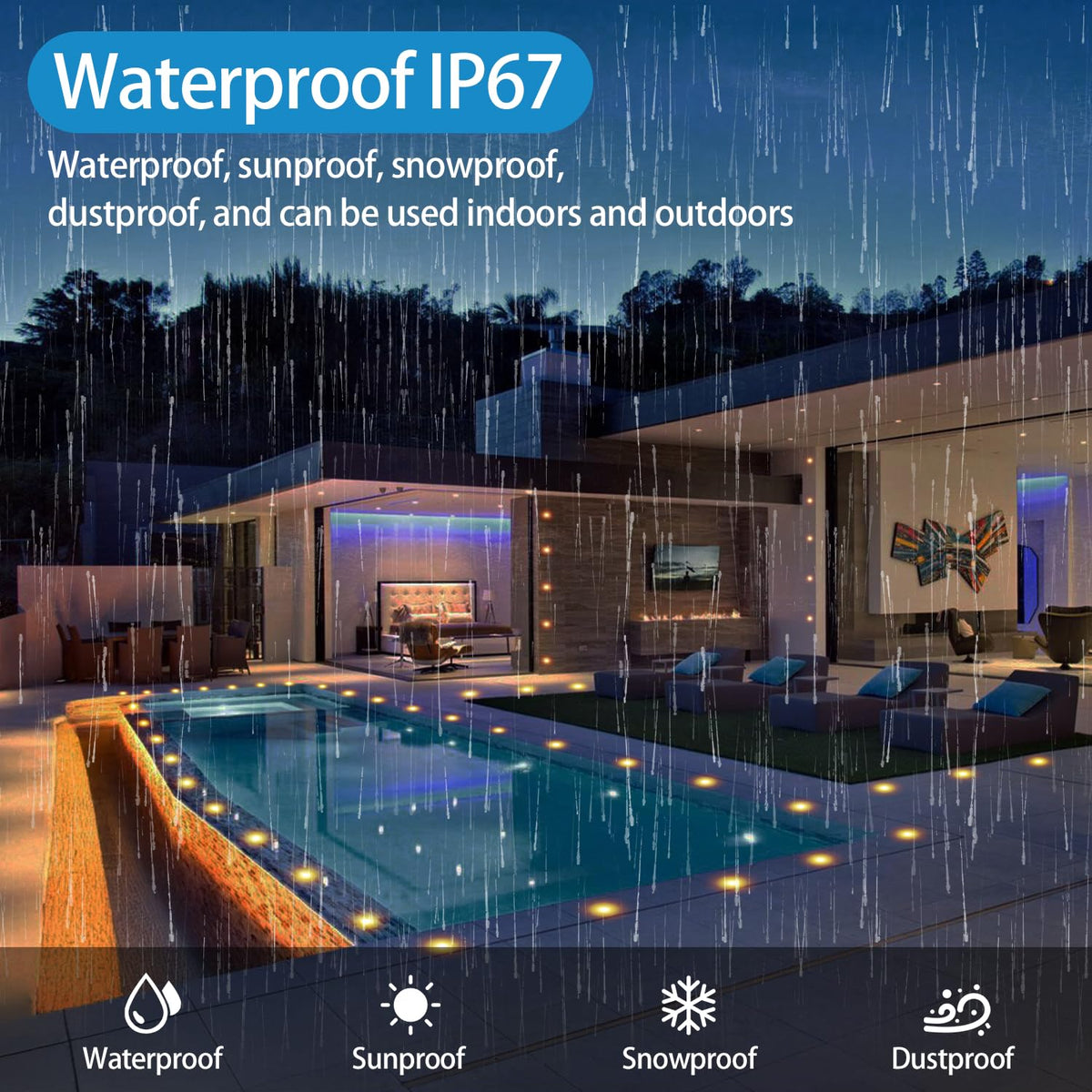 Recessed LED Deck Lights Kit with Remote Control, IP67 Waterproof