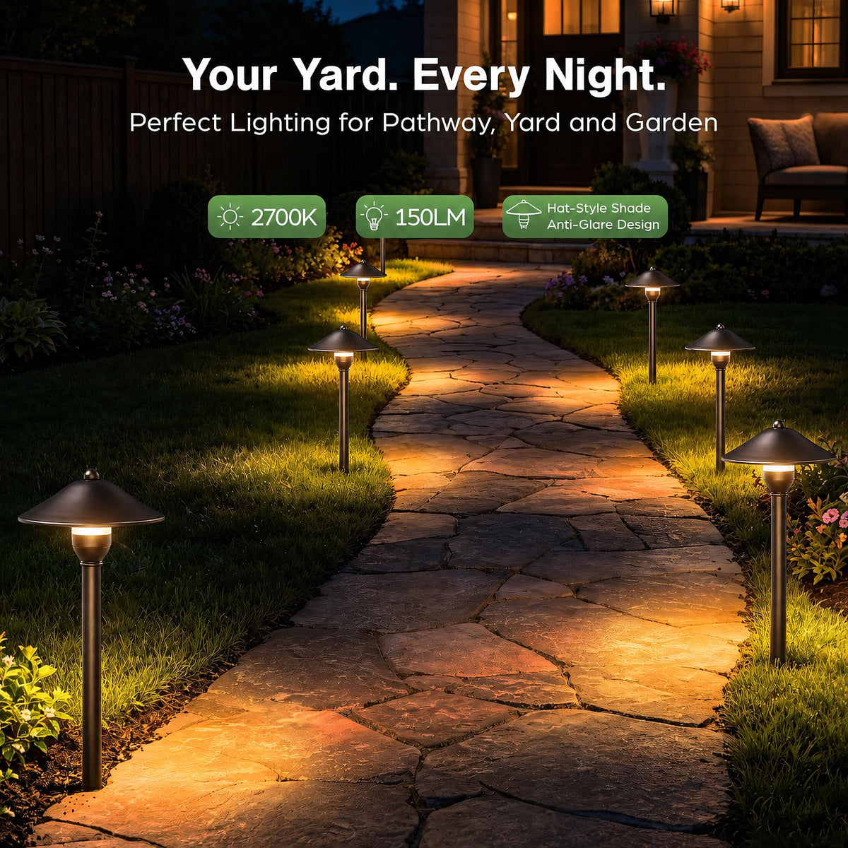 Low Voltage Pathway Lights with 3W 2700k Replaceable Bulb