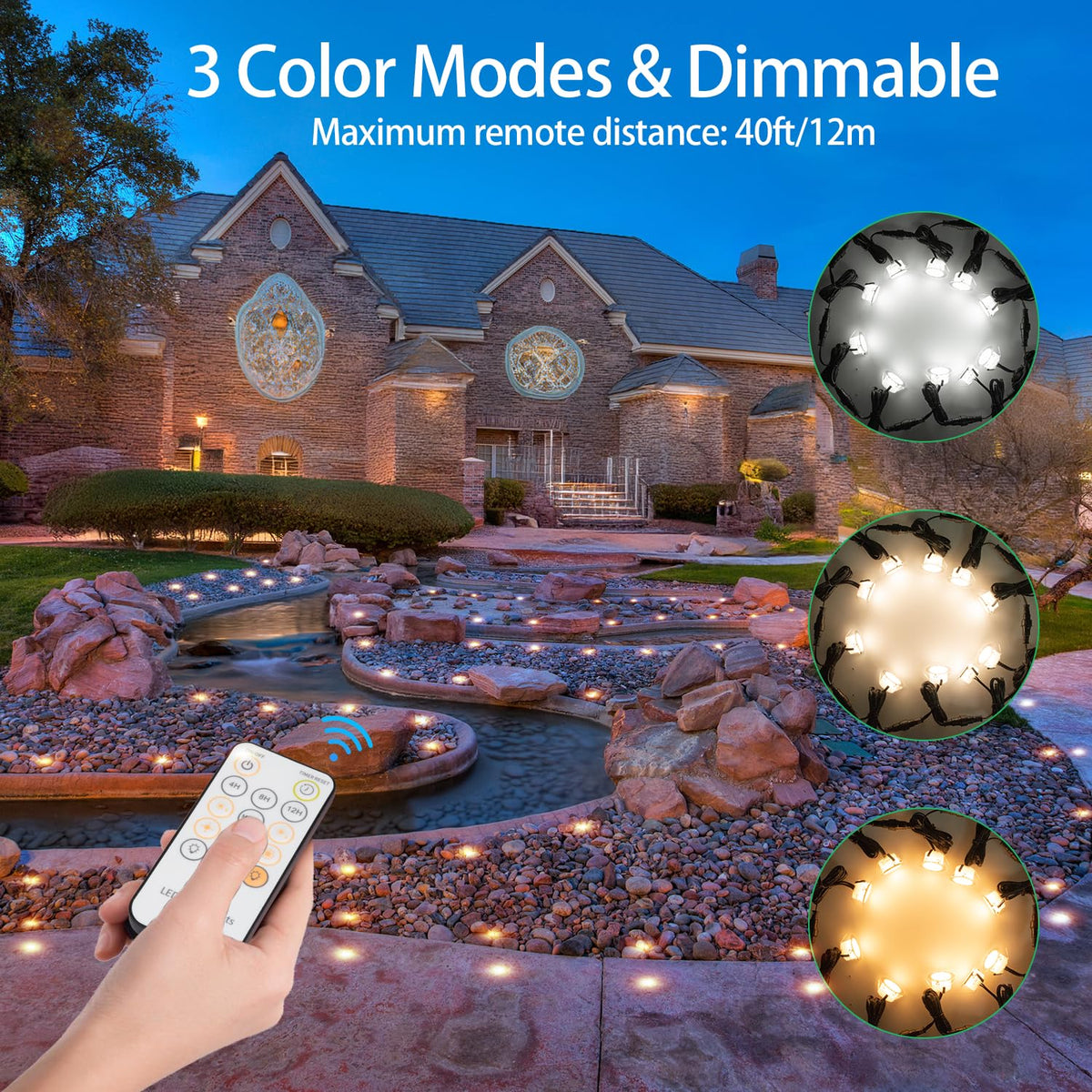 HIBOITEC Kits de spots LED encastrables avec télécommande φ42mm, pack de 10 lumières de terrasse étanches IP67, éclairage LED extérieur basse tension 12V pour jardin, patio, escalier Couleur : Blanc chaud