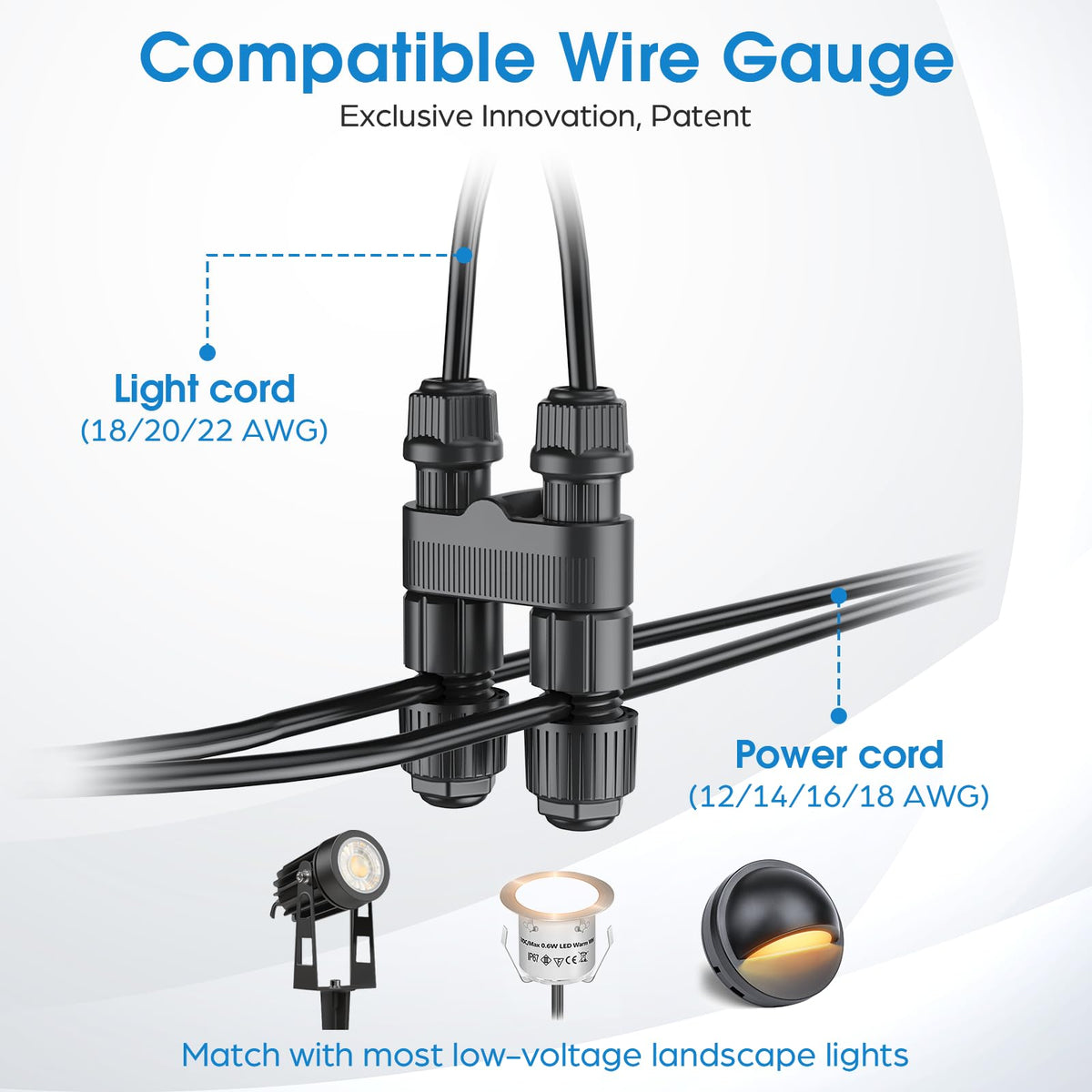 Waterproof Landscape Wire Connectors, 12-18 Gauge for Outdoor Lights