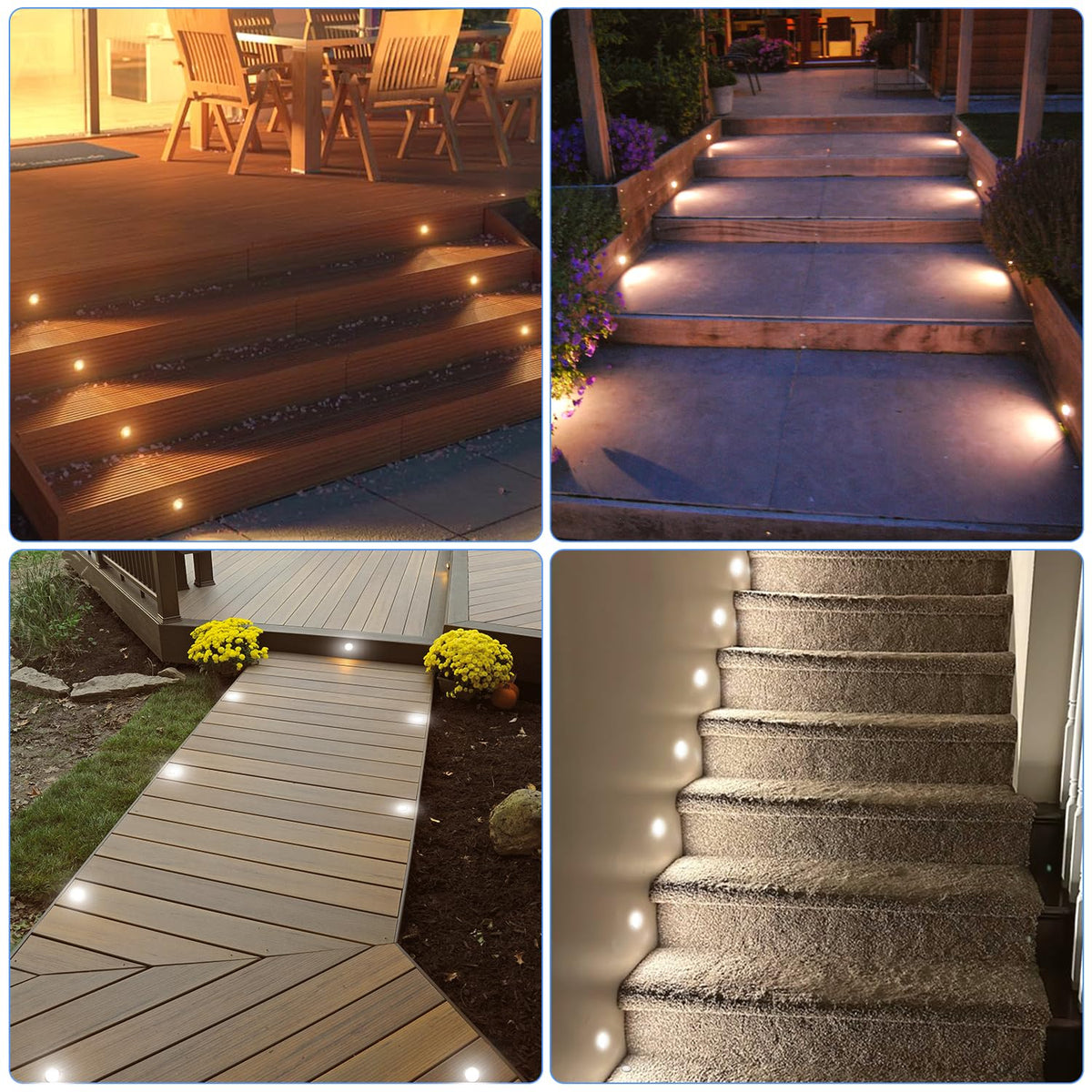 HIBOITEC Kits de spots LED encastrables avec télécommande φ42mm, pack de 10 lumières de terrasse étanches IP67, éclairage LED extérieur basse tension 12V pour jardin, patio, escalier Couleur : Blanc chaud