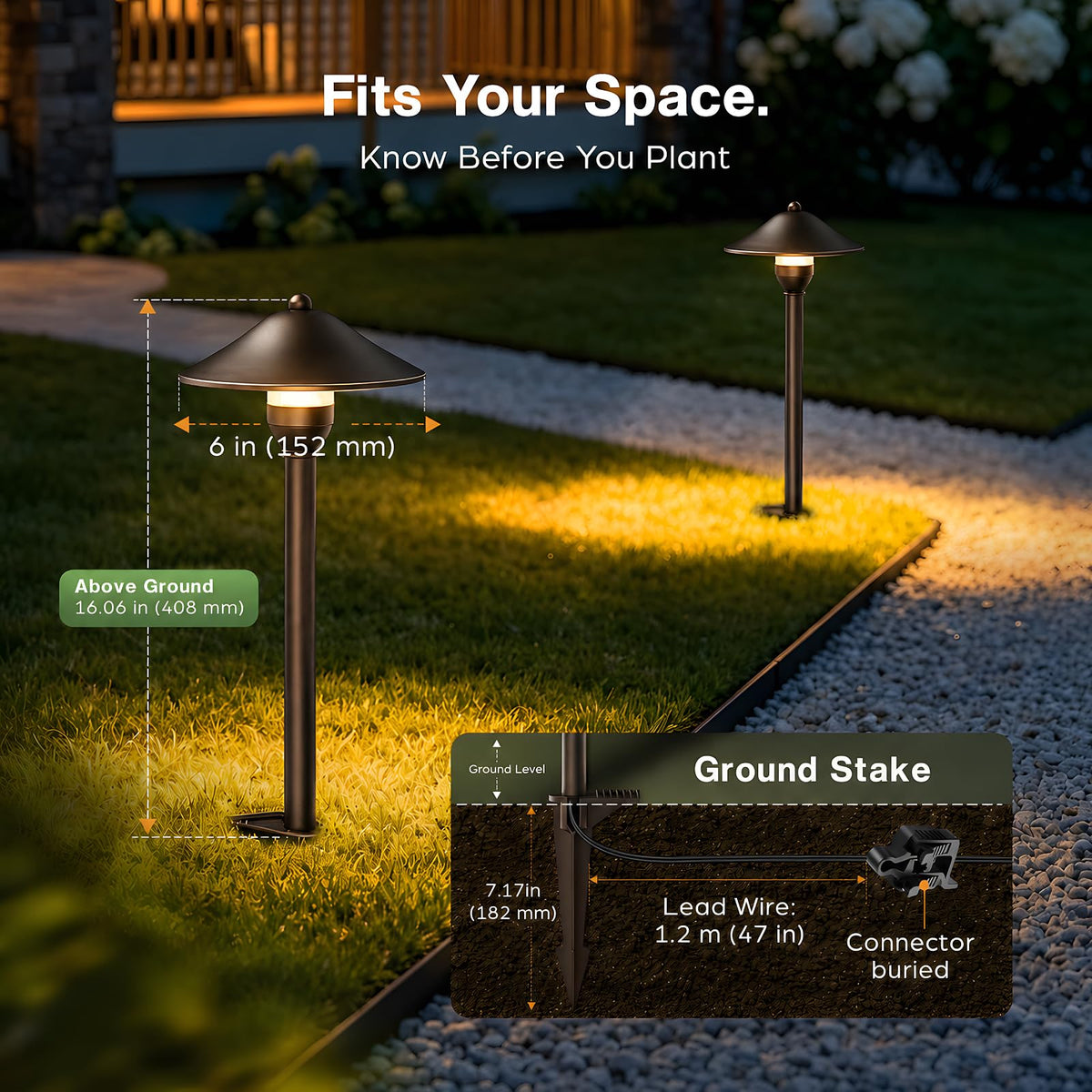 Low Voltage Pathway Lights with 3W 2700k Replaceable Bulb