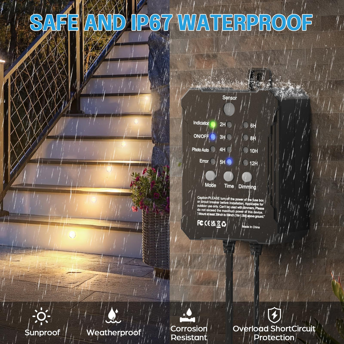 HIBOITEC Niedervolt-Deckleuchten Einbauset mit Transformator, dimmbar, Timer und Fotozellen-Sensor, LED-Terrassenbeleuchtung für den Außenbereich, IP67 wasserdicht, 4000K für Treppenstufen, Garten, Hof, Farbe: Weiß