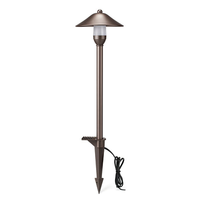 HIBOITEC China Hat Path Light in oil rubbed bronze — single fixture with shade, stem and ground stake