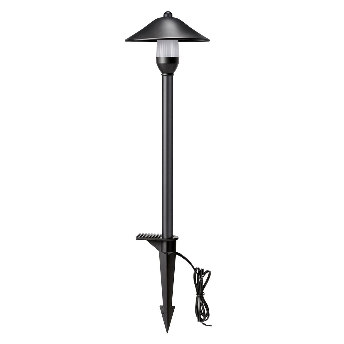HIBOITEC China Hat Path Light in sand black — single fixture with shade, stem and ground stake